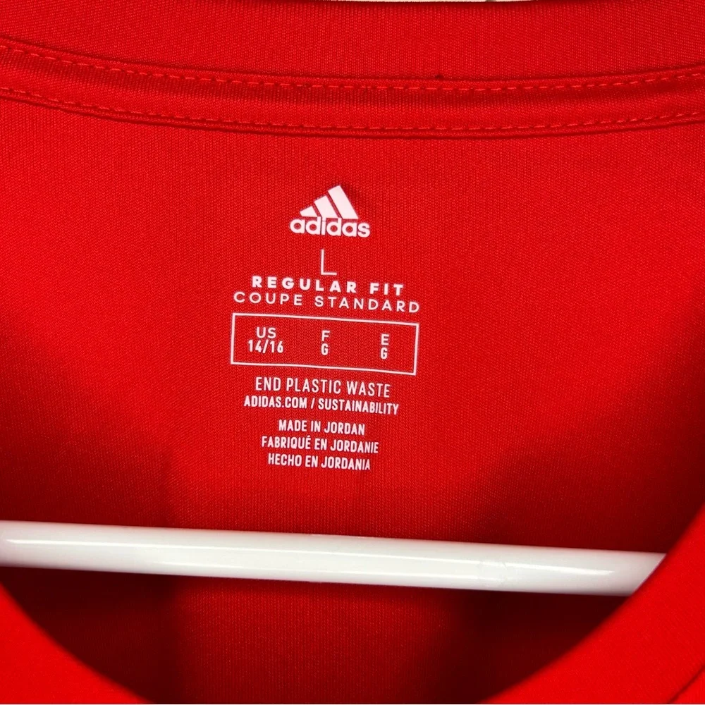 Adidas boys youth red short sleeve logo T-shirt large (14/16)